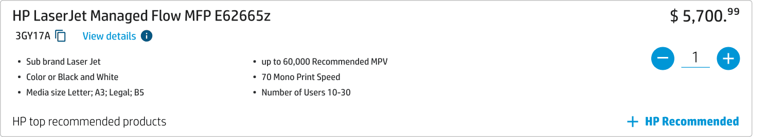 Product block option B: the line item product, with recommendations offered