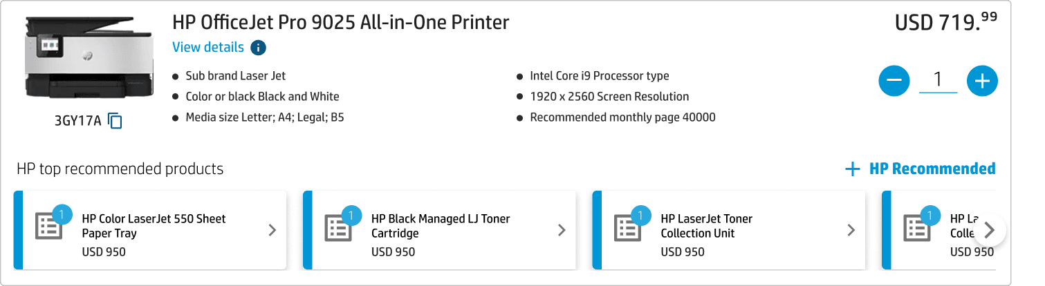 Product block option C: the line item product, with its companions already on it